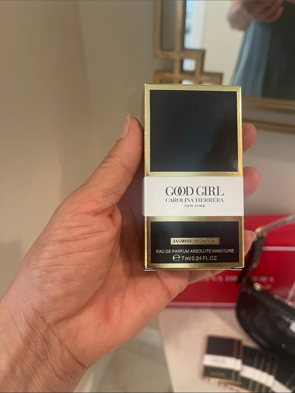 Carolina Herrera Black Mesh Shoulder Bag And Jasmine Absolute Fragrance